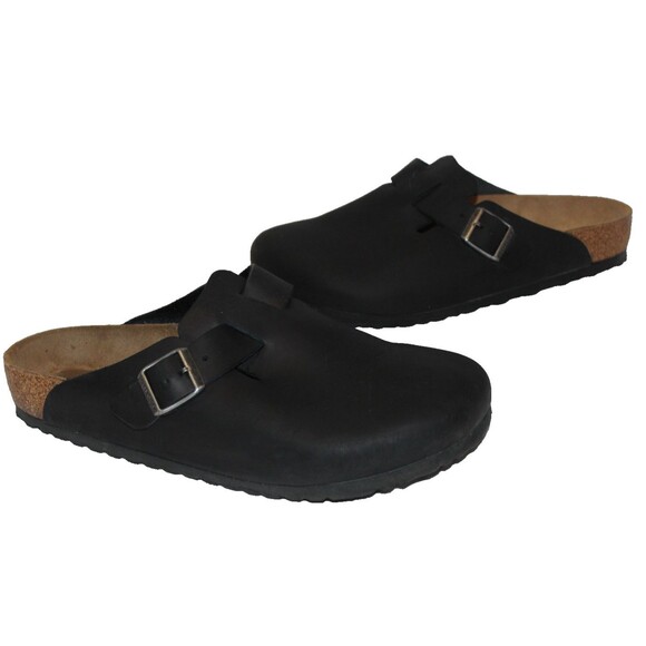 Birkenstock‎ Boston Suede Mule Clog Leather Sandals BLACK Men\'s REGULAR main image 6